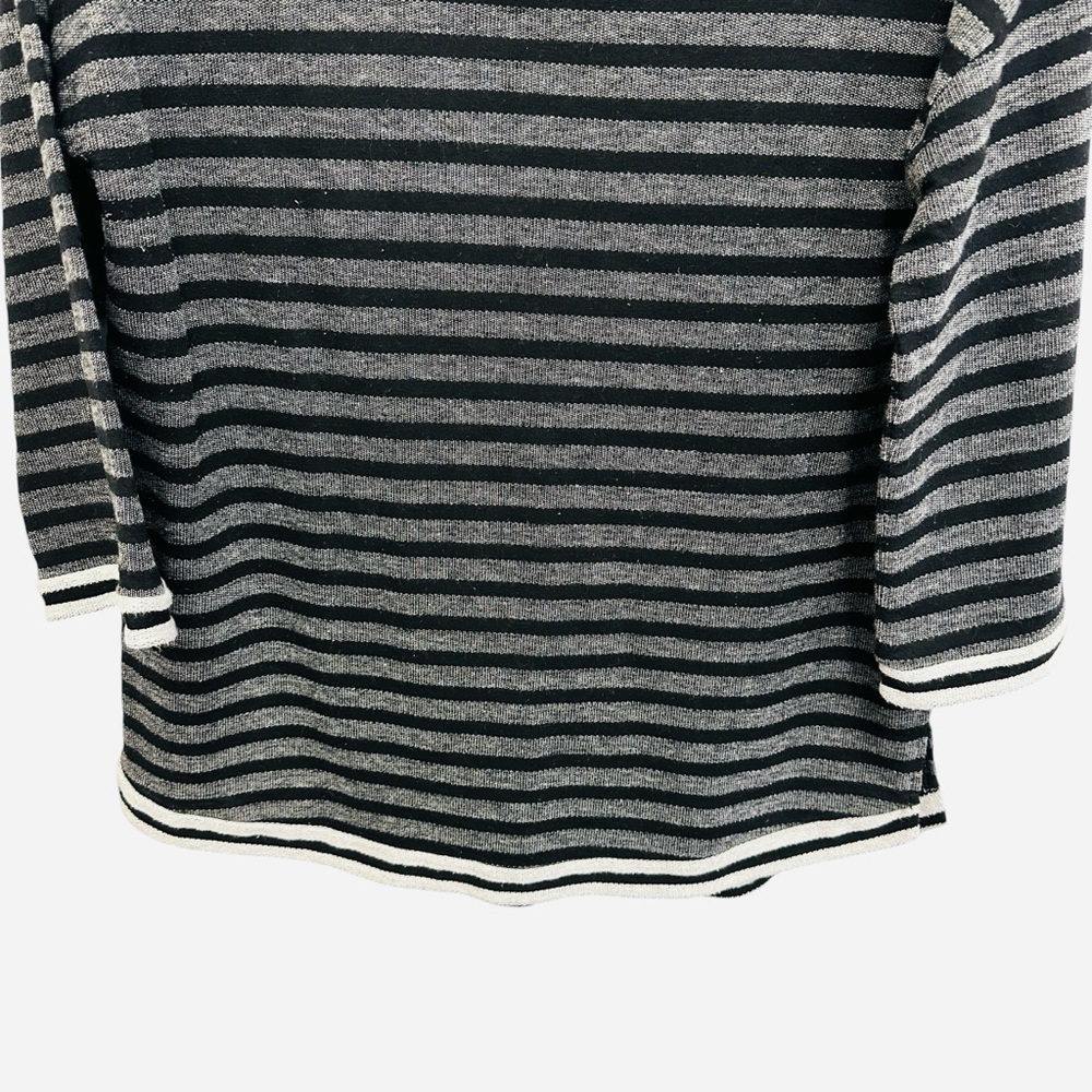 Soft Surroundings black gray striped 3/4 length sleeve sweater Size M - Picture 6 of 10